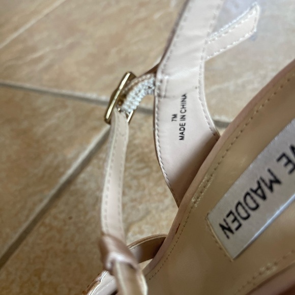 Steve Madden Blush Pink Sparkle Studded Satin Platform Stiletto Heeled Sandal - Picture 5 of 6